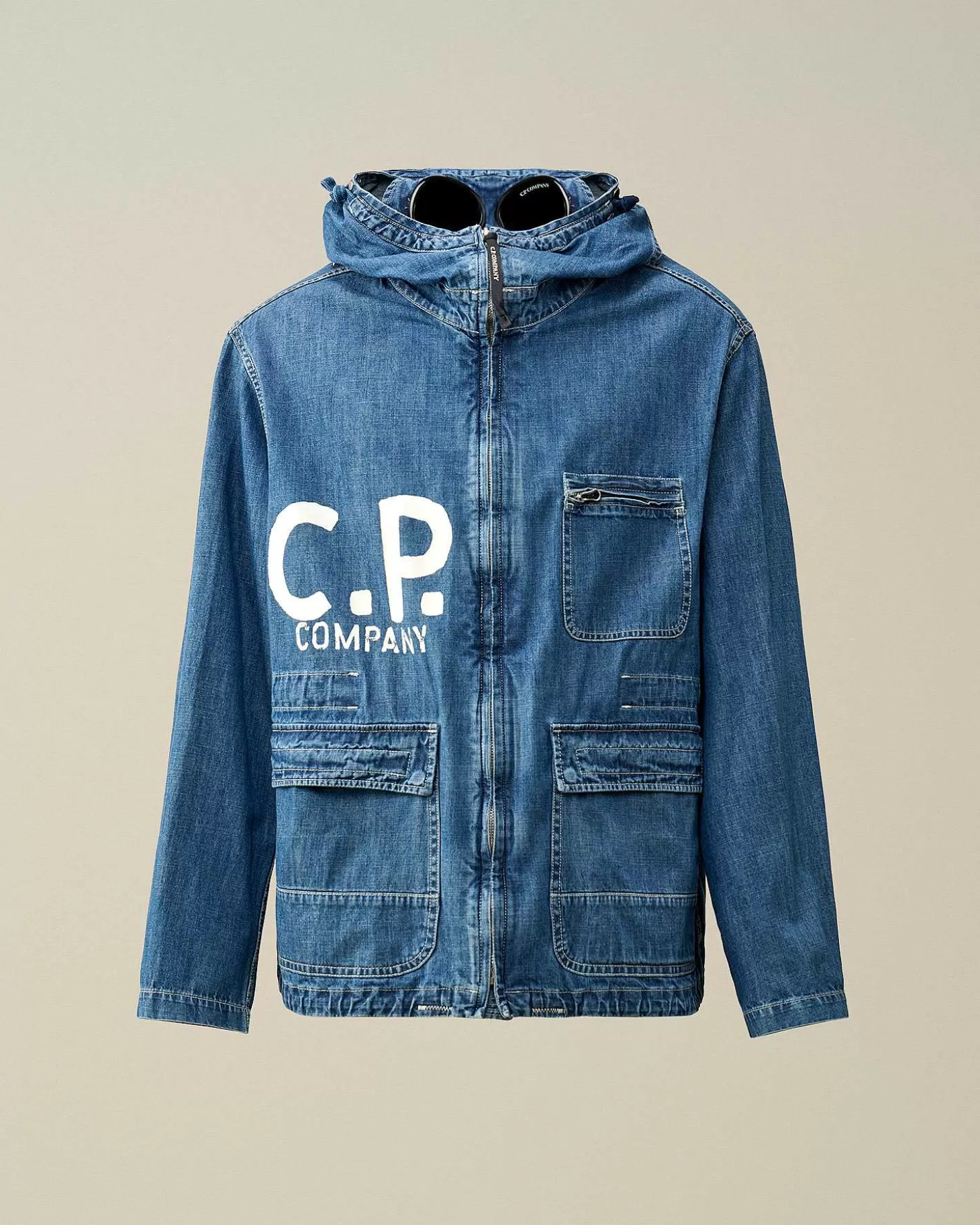 blu_goggle_jacket_1.webp Homme C.P. Company Vestes Et Manteaux^Blu Goggle Jacket