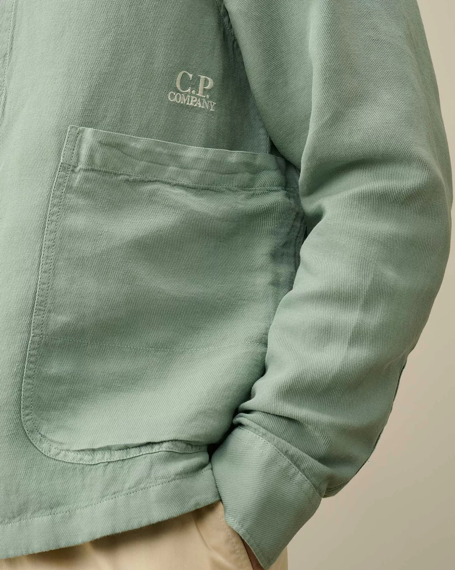 broken_linencotton_pocket_shirt_4.webp Homme C.P. Company Chemises^Broken Linen/Cotton Pocket Shirt