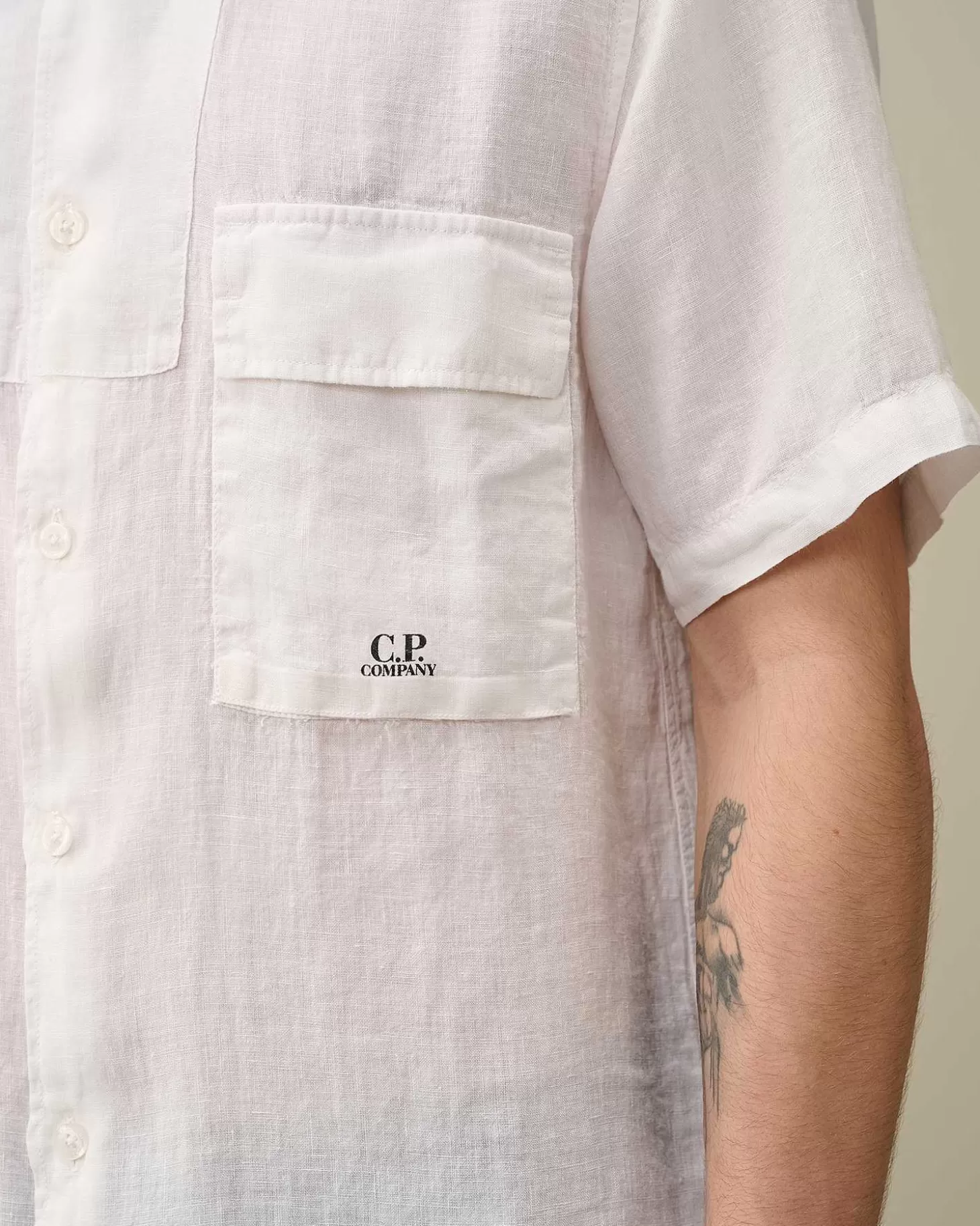 linen_short_sleeved_shirt_4-1.webp Homme C.P. Company Chemises^Linen Short Sleeved Shirt