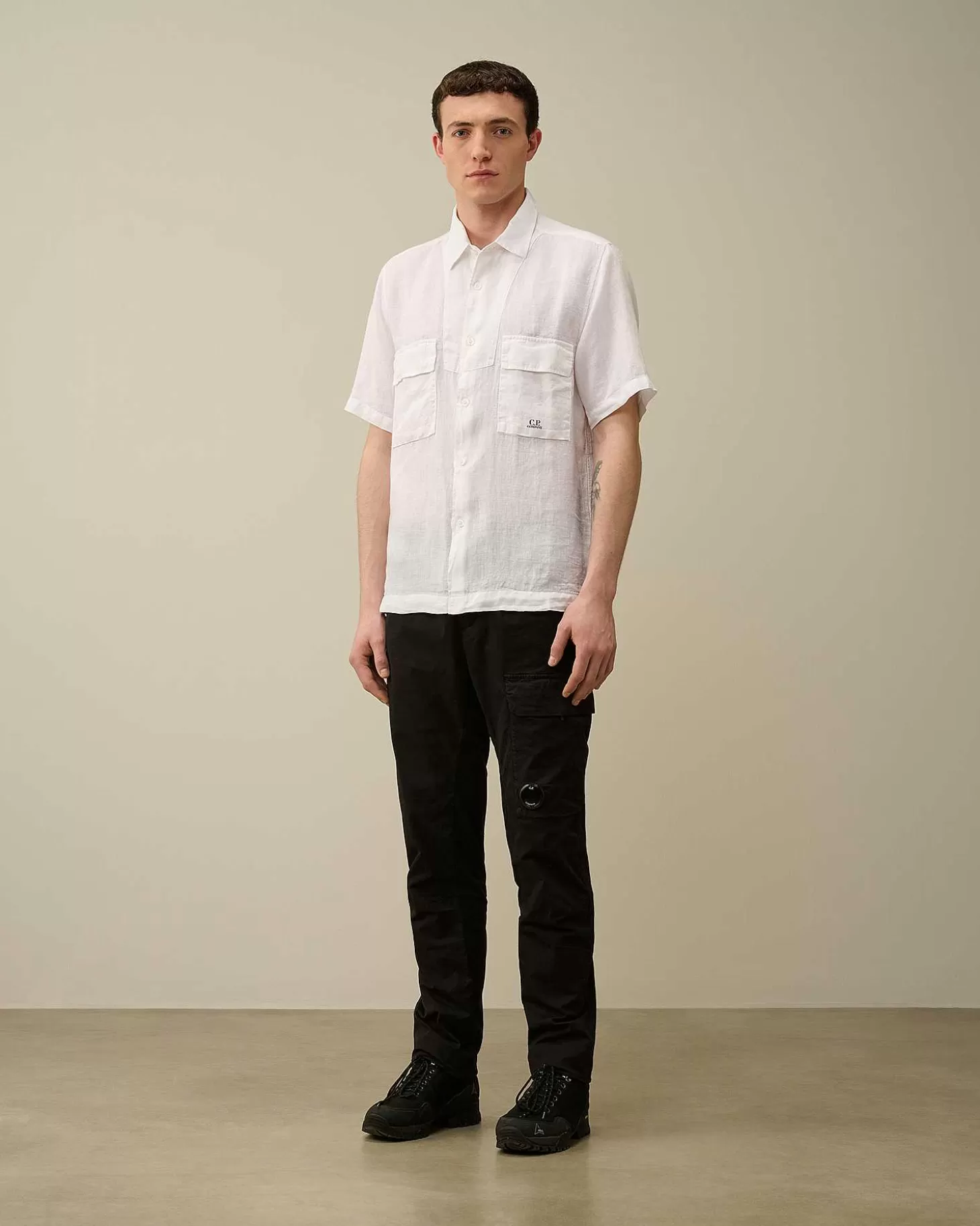 linen_short_sleeved_shirt_6-1.webp Homme C.P. Company Chemises^Linen Short Sleeved Shirt