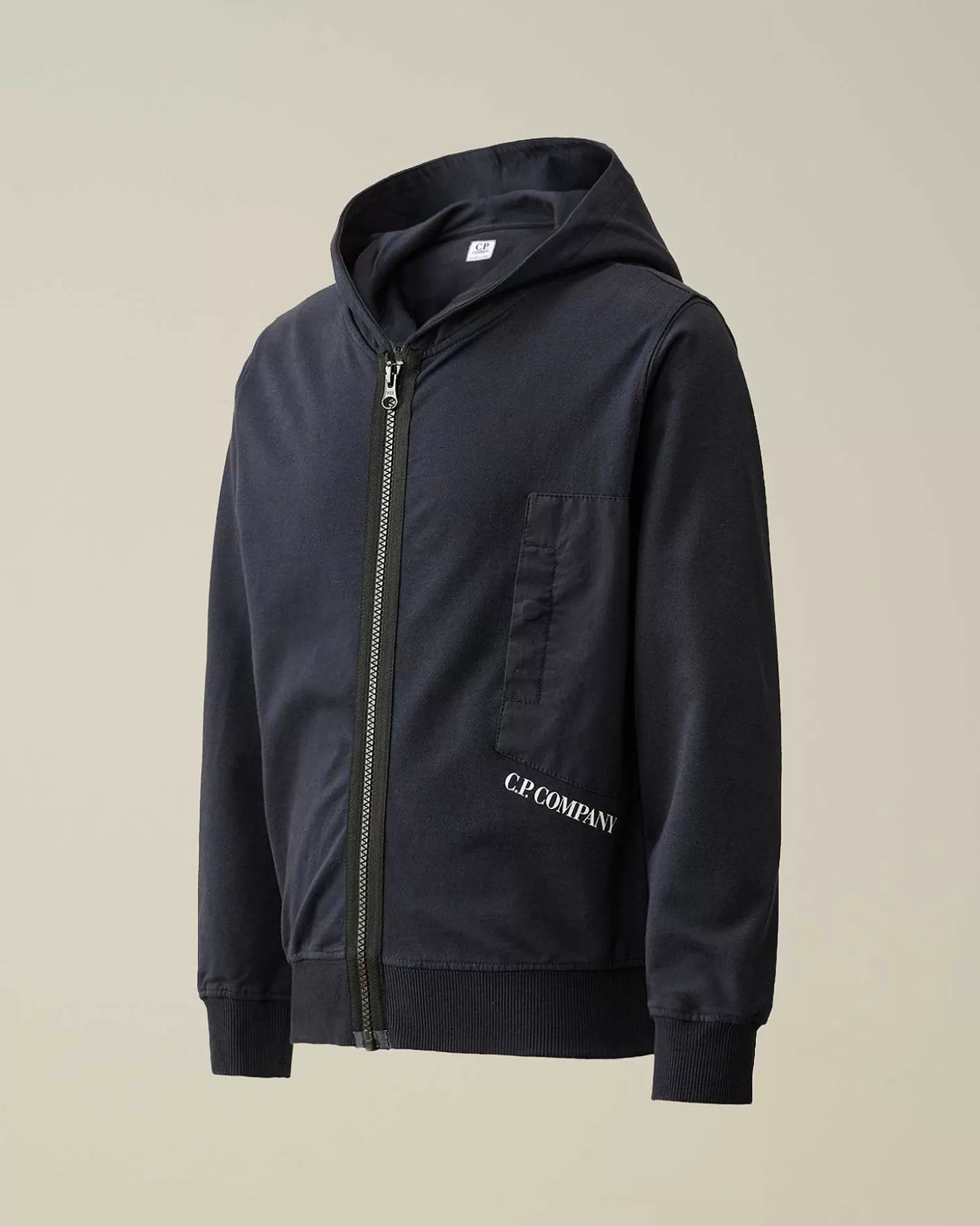 u16_light_fleece_mixed_zipped_hoodie_1-1.webp Kids C.P. Company Vêtements 10-14 Ans^U16 Light Fleece Mixed Zipped Hoodie