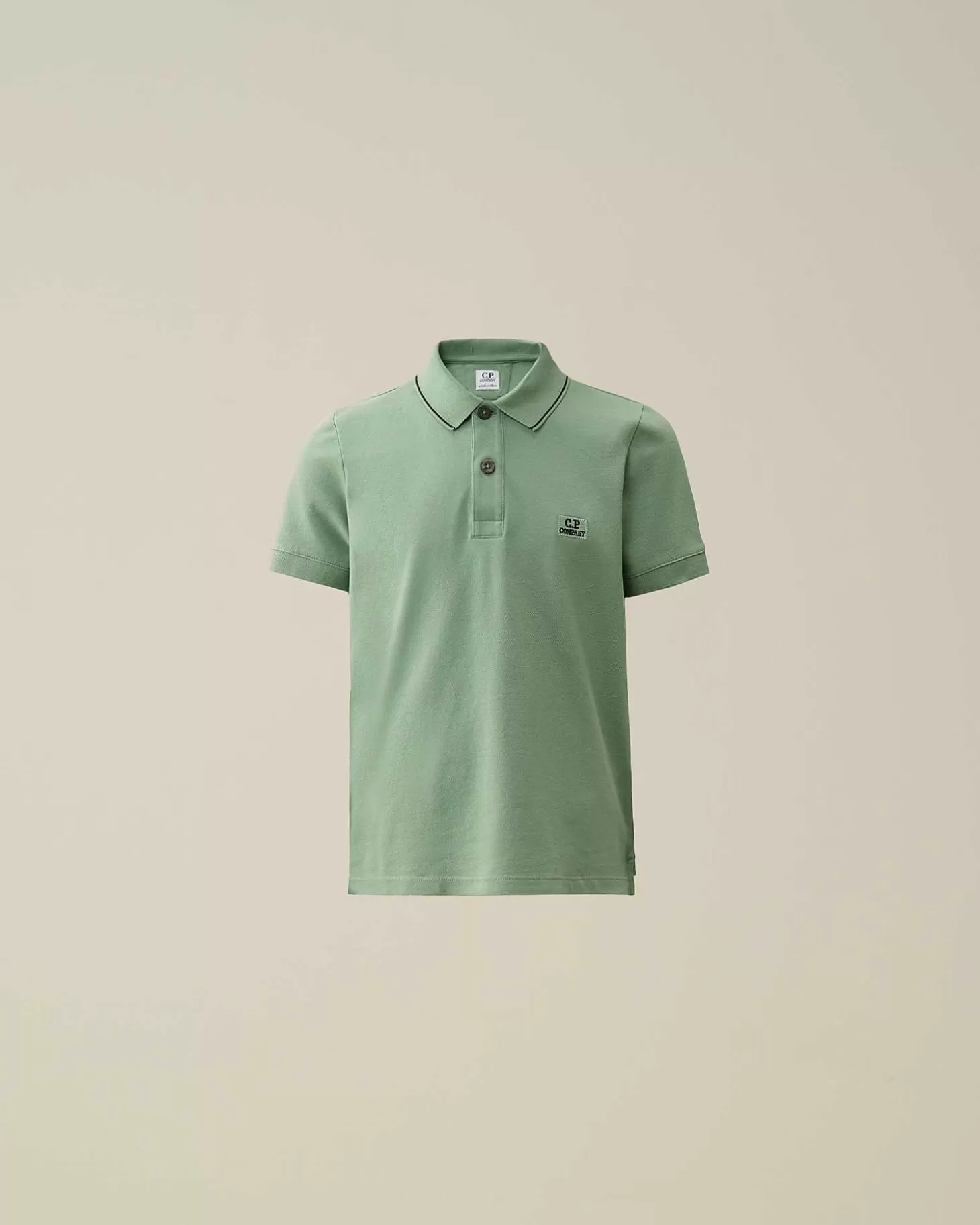 u16_stretch_piquet_logo_striped_collar_polo_shirt_2.webp Kids C.P. Company Vêtements 2-3 Ans^U16 Stretch Piquet Logo Striped Collar Polo Shirt